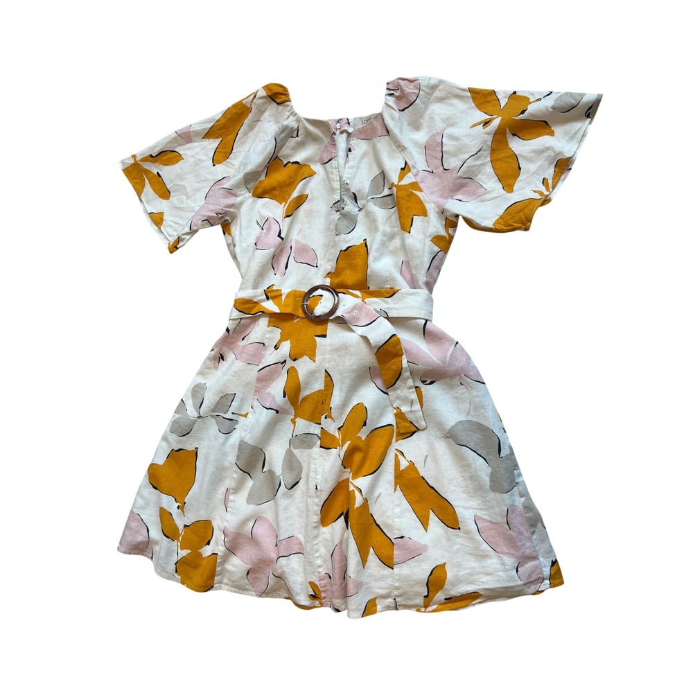 Ann Taylor LOFT Floral Linen Blend Fit-n-Flare Dress SZ4 Wedding Guest Shower